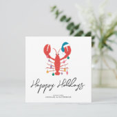 Vrolijk kerstfeest | Holiday Beach Lobster Crab Feestdagenkaart (Staand voorkant)