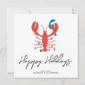 Vrolijk kerstfeest | Holiday Beach Lobster Crab Feestdagenkaart (Voorkant)