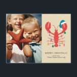 Vrolijk kerstfeest | Holiday Beach Lobster Crab Feestdagenkaart<br><div class="desc">Vrolijk kerstfeest | Holiday Beach Lobster Crab</div>