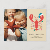 Vrolijk kerstfeest | Holiday Beach Lobster Crab Feestdagenkaart (Voorkant)