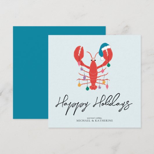 Vrolijk kerstfeest | Holiday Beach Lobster Crab Feestdagenkaart (Voorkant / Achterkant)