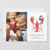 Vrolijk kerstfeest | Holiday Beach Lobster Crab Feestdagenkaart (Voorkant)