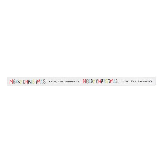 Vrolijk kerstfeest | Holiday Personalized Ribbon Grosgrain Lint (Voorkant)