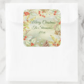 Vrolijk kerstfeest Holly Aangepaste Datum Vierkante Sticker (Tas)