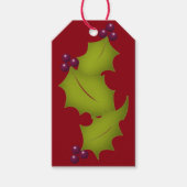 Vrolijk kerstfeest! Holly Berries en Leaves Gift L Cadeaulabel (Voorkant)