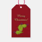 Vrolijk kerstfeest! Holly Berries en Leaves Gift L Cadeaulabel (Achterkant)
