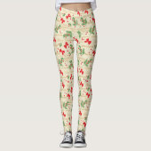 Vrolijk kerstfeest, Holly, Berries en rode bogen Leggings (Voorkant)