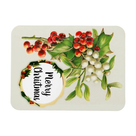 Vrolijk kerstfeest Holly Berries  Gift Magnet Magneet (Horizontaal)