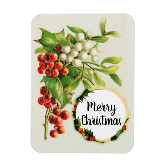 Vrolijk kerstfeest Holly Berries  Gift Magnet Magneet (Verticaal)