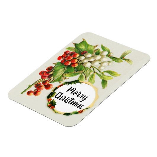 Vrolijk kerstfeest Holly Berries  Gift Magnet Magneet (Linkerzijde)
