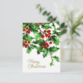 Vrolijk kerstfeest  Holly Berries met bericht Briefkaart (Staand voorkant)