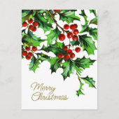 Vrolijk kerstfeest  Holly Berries met bericht Briefkaart (Voorkant)
