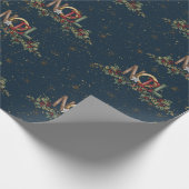 Vrolijk Kerstfeest Holly Berries Noel Gold Red Blu Cadeaupapier (Hoek)