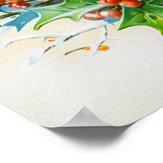  Vrolijk Kerstfeest Holly Berries Sneeuwfeest Poster (Hoek)