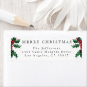 Vrolijk kerstfeest  Holly Berries White Etiket (Insitu)