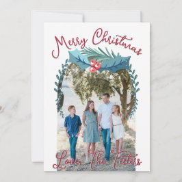 Vrolijk kerstfeest Holly Berry Aangepaste foto Arc Feestdagenkaart