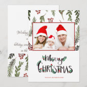 Vrolijk kerstfeest, Holly Berry Branches Foto (Voorkant / Achterkant)