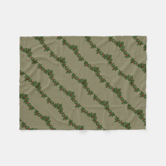 Vrolijk kerstfeest, Holly Berry Branches - Geperso Fleece Deken (Voorkant (Horizontaal))