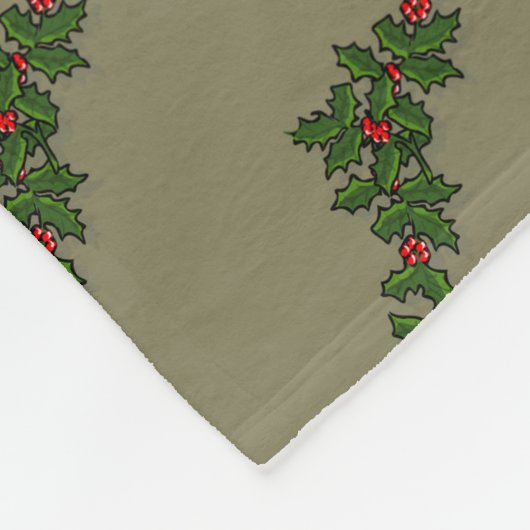 Vrolijk kerstfeest, Holly Berry Branches - Geperso Fleece Deken (Hoek)