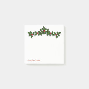 Vrolijk kerstfeest, Holly Berry Branches - Geperso Post-it® Notes
