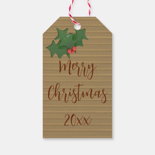 Vrolijk Kerstfeest Holly Berry Gift Labels Cadeaulabel (Achterkant)