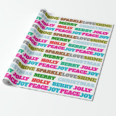 Vrolijk kerstfeest Holly Berry Jolly Peace Love Jo Cadeaupapier (Uitgerold)