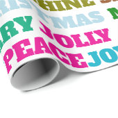 Vrolijk kerstfeest Holly Berry Jolly Peace Love Jo Cadeaupapier (Rol Hoek)