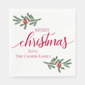 Vrolijk kerstfeest- Holly-bessen, saus Servet (Voorkant)