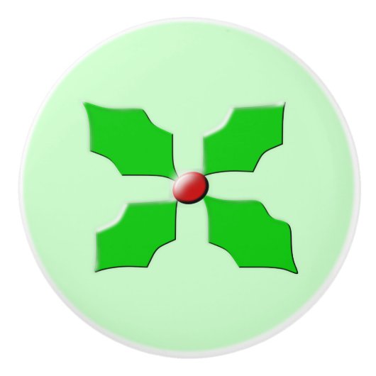 Vrolijk kerstfeest Holly Ceramic Knob Keramische Knop (Voorkant)