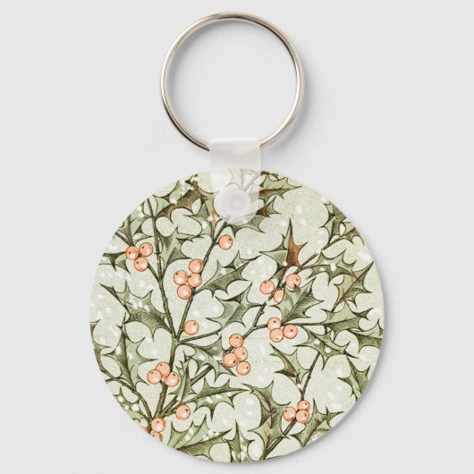 Vrolijk kerstfeest Holly Classic  Holiday Sleutelhanger (Voorkant)