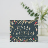 Vrolijk kerstfeest Holly en Berries Briefkaart (Staand voorkant)