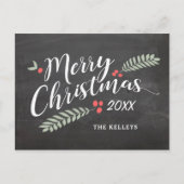 Vrolijk kerstfeest, Holly en Berries, niet-foto Briefkaart (Voorkant)