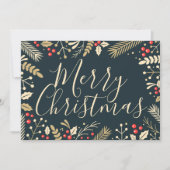 Vrolijk kerstfeest Holly en Berries Notitiekaartje (Voorkant)