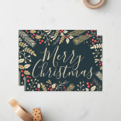 Vrolijk kerstfeest Holly en Berries Notitiekaartje (Voorkant / Achterkant in situ)