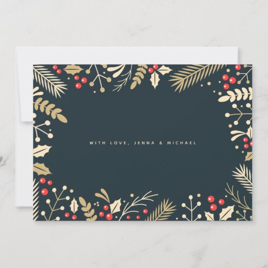 Vrolijk kerstfeest Holly en Berries Notitiekaartje (Achterkant)