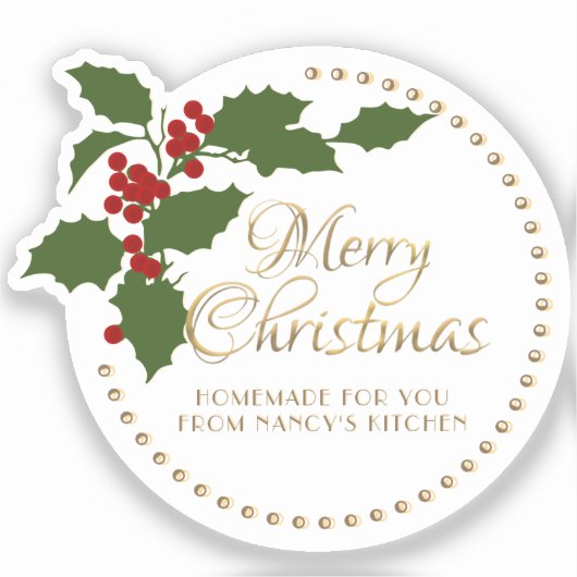Vrolijk kerstfeest Holly en Berry Label (Voorkant)