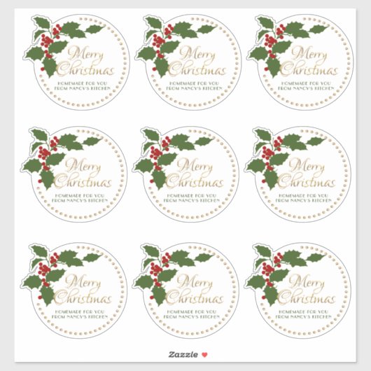 Vrolijk kerstfeest Holly en Berry Label (Vel)