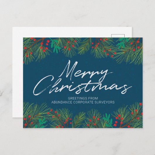 Vrolijk kerstfeest Holly en bessen personaliseren Feestdagenkaart (Voorkant / Achterkant)