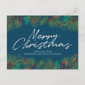 Vrolijk kerstfeest Holly en bessen personaliseren Feestdagenkaart (Voorkant)