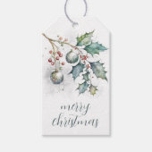 Vrolijk kerstfeest Holly en boom Ornamenten cadeau Cadeaulabel (Voorkant)