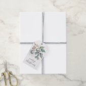 Vrolijk kerstfeest Holly en boom Ornamenten cadeau Cadeaulabel (Met Touw)