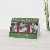 Vrolijk kerstfeest Holly en Ivy Tri-Photo Card Feestdagen Kaart (Voorkant)