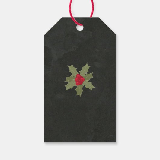 Vrolijk kerstfeest Holly en late feestdag Cadeaulabel (Achterkant)