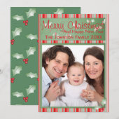 Vrolijk Kerstfeest Holly Familie Feestdagenkaart (Voorkant / Achterkant)