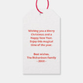 Vrolijk kerstfeest Holly familienaam rood wit groe Cadeaulabel (Achterkant)