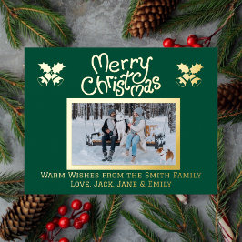 Vrolijk Kerstfeest Holly Foto Folie Vakantie Post  Folie Feestdagen Briefkaart