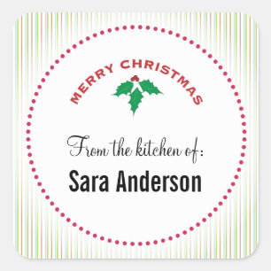 Vrolijk kerstfeest Holly, gepersonaliseerd bakken Vierkante Sticker