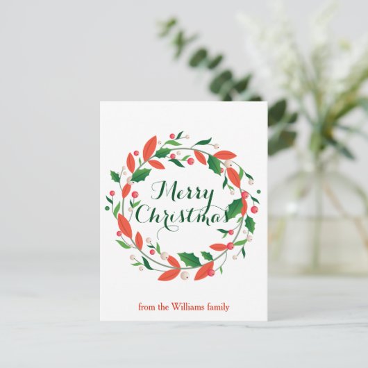Vrolijk kerstfeest Holly met traditioneel aangepas Briefkaart (Staand voorkant)