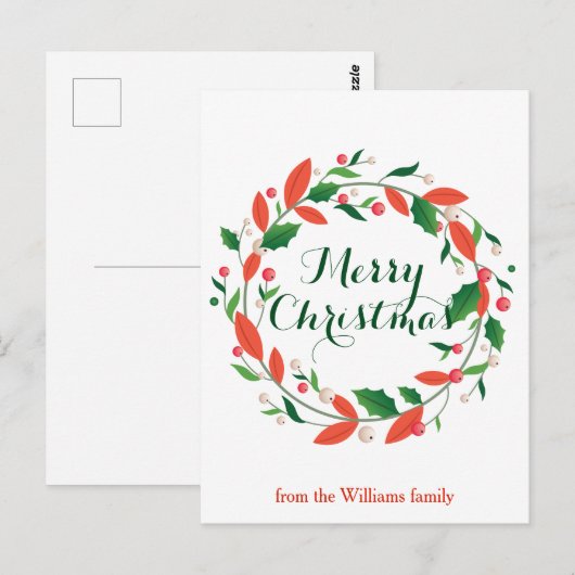 Vrolijk kerstfeest Holly met traditioneel aangepas Briefkaart (Voorkant / Achterkant)