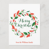 Vrolijk kerstfeest Holly met traditioneel aangepas Briefkaart (Voorkant)